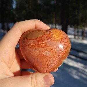 Polychrome Jasper Hearts, Palm Stone, Healing Crystals, Gemstones, Reiki